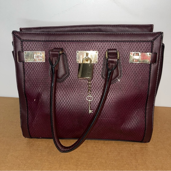 ALDO Oxblood Structured Tote With Faux Snake Detail - Picture 2 of 9